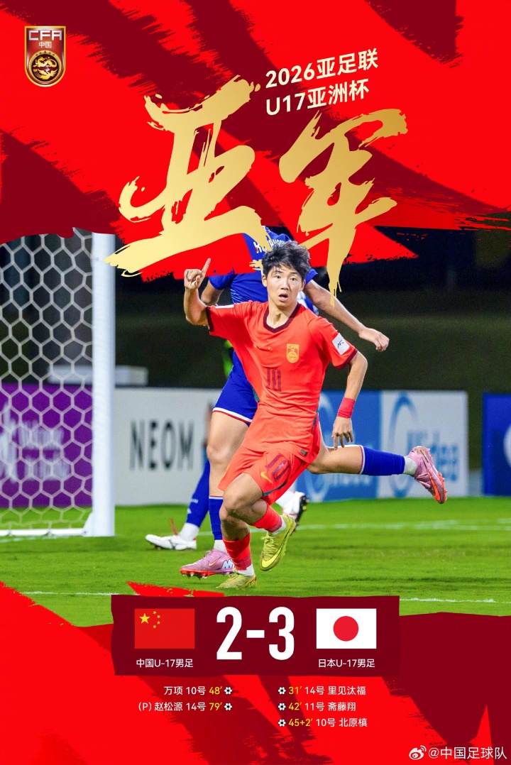 U17国足2-3惜败日本 下半场连追两球虽败犹荣