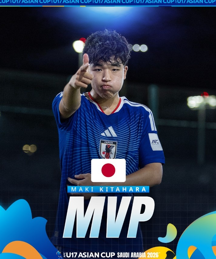 日本U17核心北原槙包揽金靴和MVP